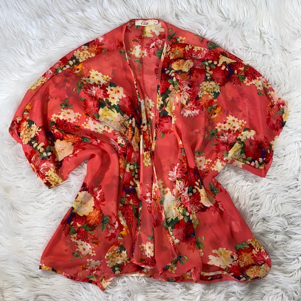 Elodie • Sheer Floral Kimono Style Cover Up